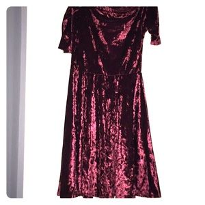 Velvet Off The Shoulder Skater Dress